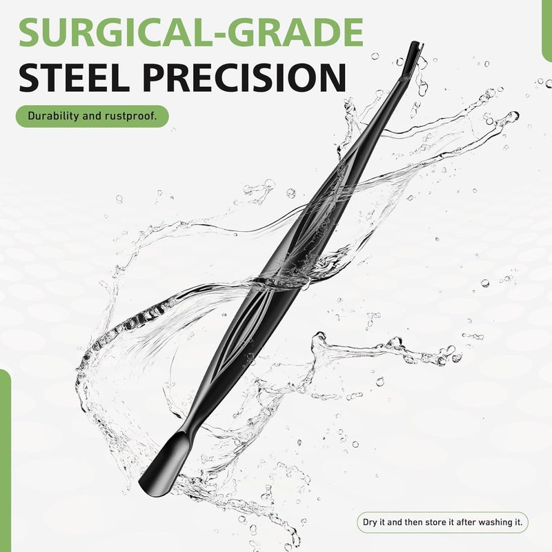Baluca 2-in-1 Cuticle Pusher & Trimmer with Fork – Professional Stainless Steel Nail Cuticle Remover Tool for Pain-Free Manicure & Pedicure – Durable Metal Cuticle Nippers and Scraper, Black - Image 4